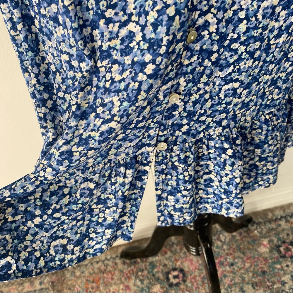 Rails Womens Eliza Blue Floral Print Rayon Fit & Flare Dress Ice Chrysanthemum M - Picture 9 of 14